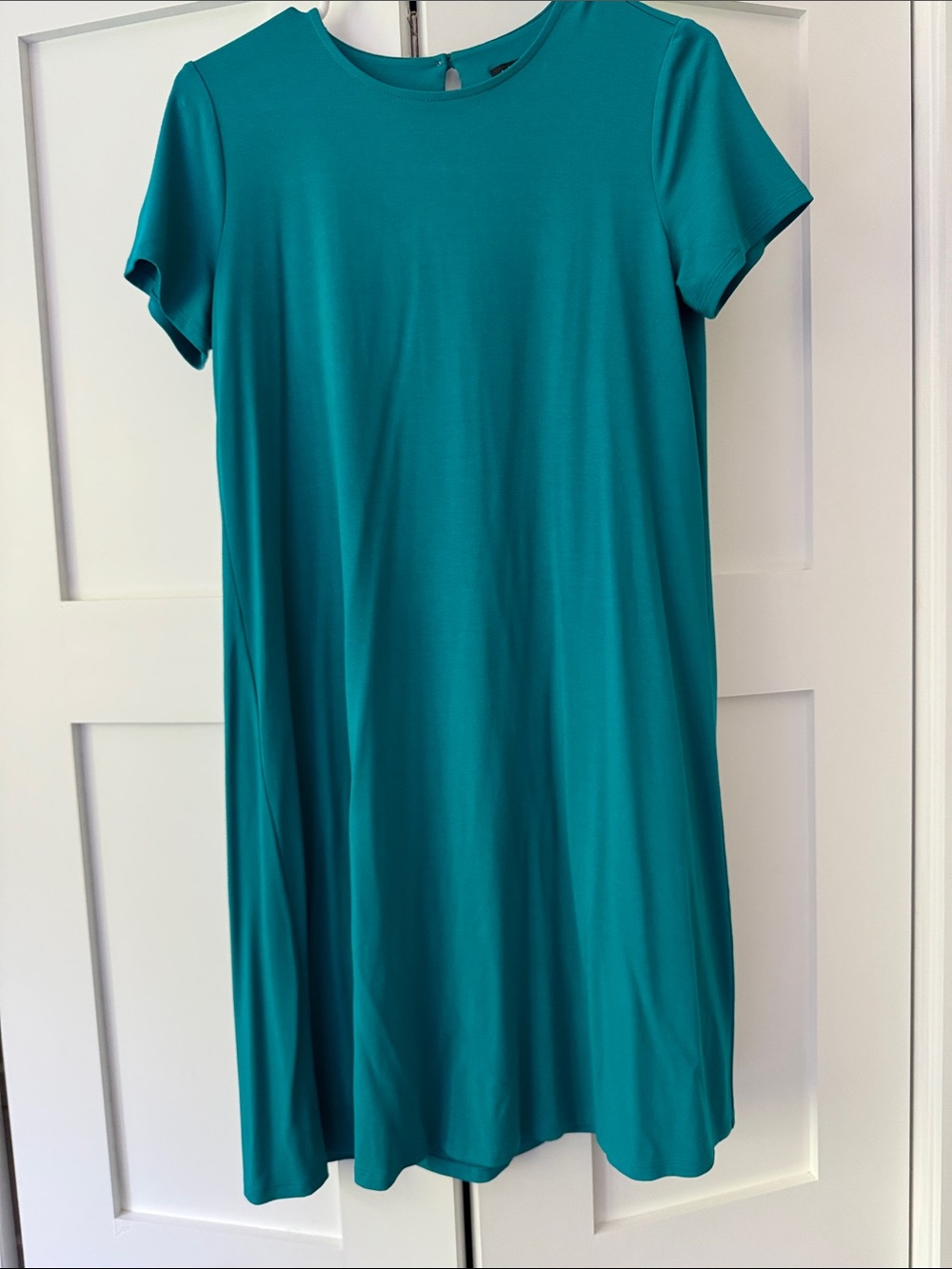 J. Jill Wearever Collection Teal Short-Sleeve Swing Mini Dress